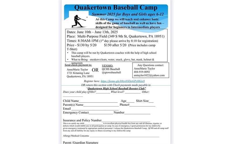 Quakertown Highschool Baseball Camp